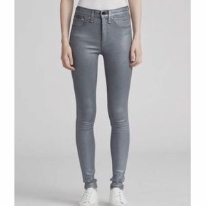 Rag & Bone metallic high rise skinny jeans